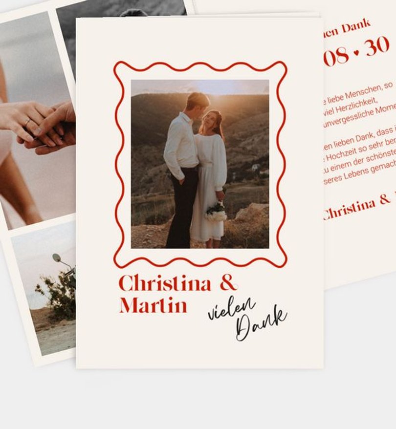 Dankeskarte Hochzeit Modern Handmade