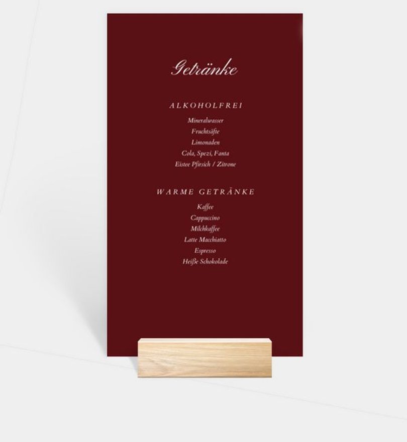 Getränkekarte Hochzeit Elegant Love
