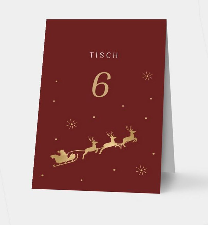 Tischnummer Geschäftlich Weihnachtsschlitten