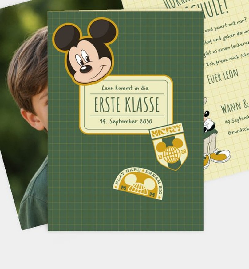 Einladungskarte Einschulung Micky Maus · Oh Boy!