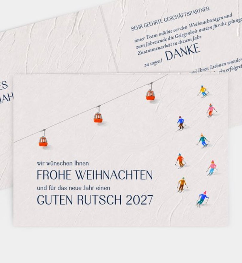 Weihnachtskarte Weihnachten geschäftlich Skifahrer