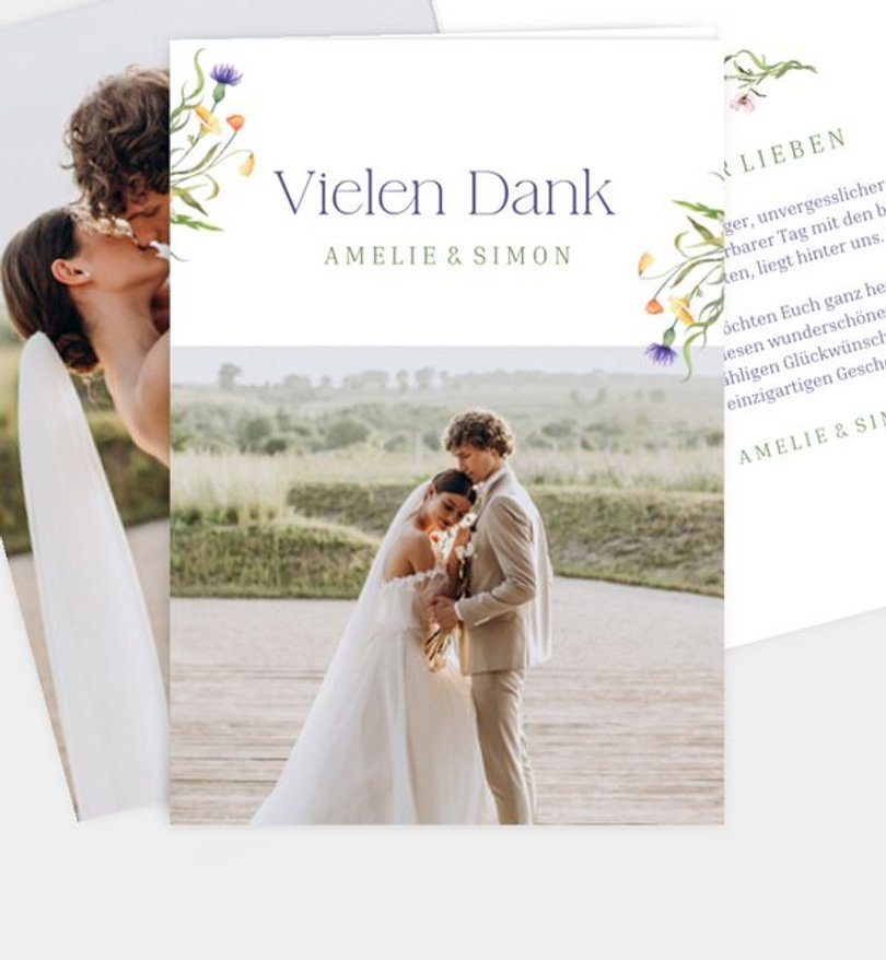 Dankeskarte Hochzeit Sommerblumen