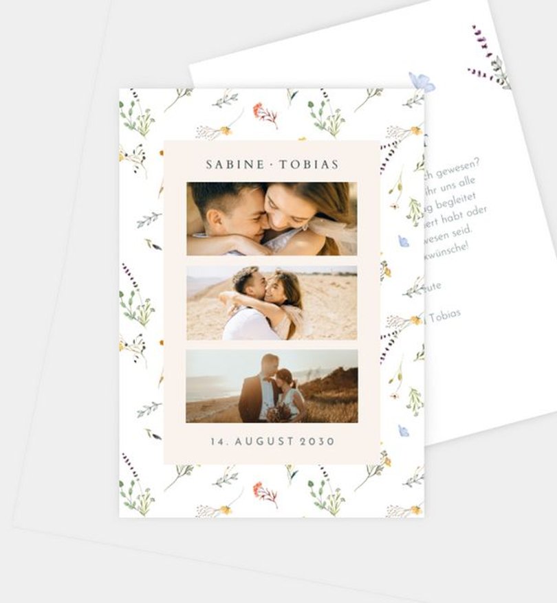 Dankeskarte Hochzeit Allover Floral Print