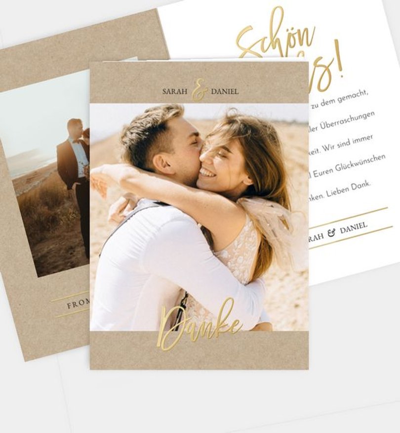 Dankeskarte Hochzeit Golden Dreams
