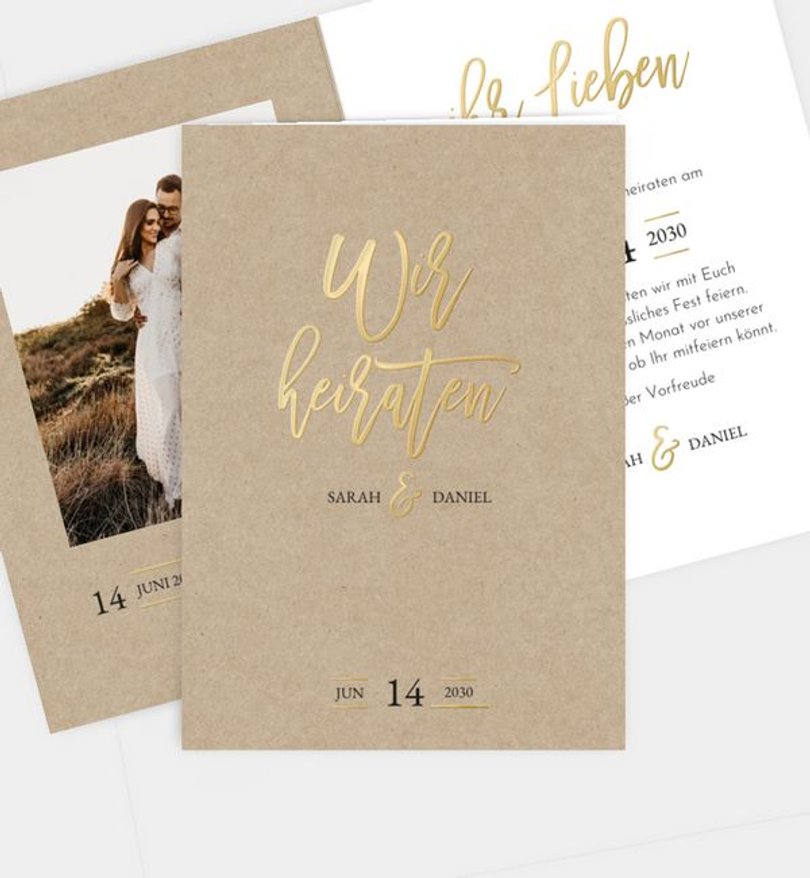 Einladungskarte Hochzeit Golden Dreams