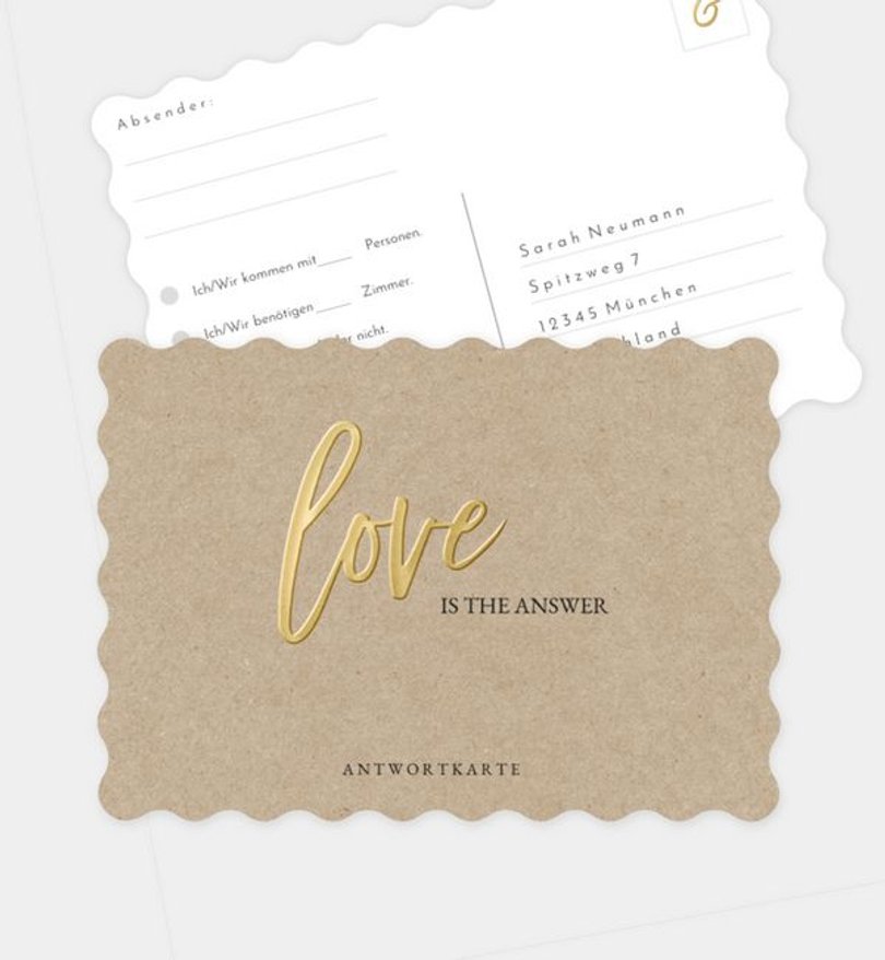Antwortkarte Hochzeit Golden Dreams
