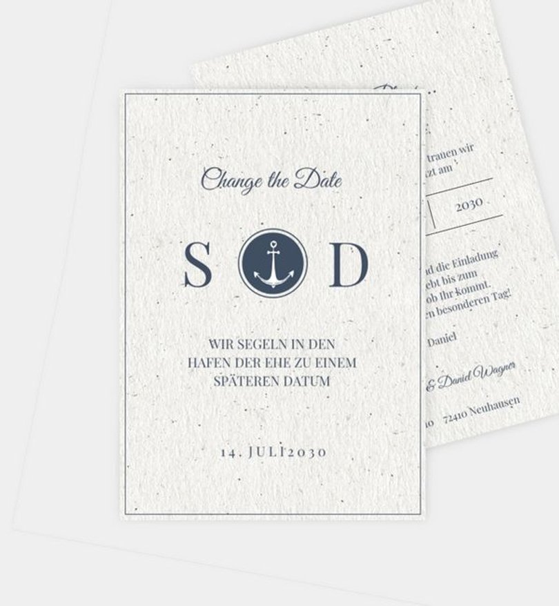 Change-The-Date Karte Hochzeit Maritim