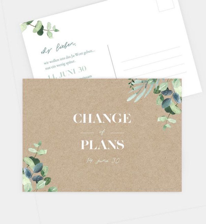 Change-The-Date Karte Hochzeit Minty Flower