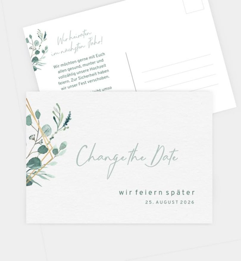 Change-The-Date Karte Hochzeit Sommerduft