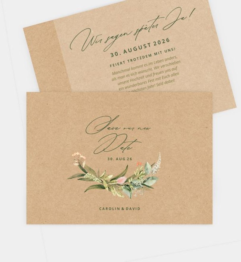 Change-The-Date Karte Hochzeit Besondere Freude