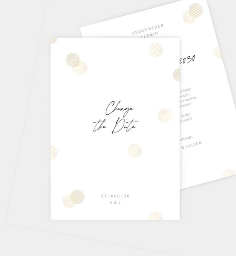 Change-The-Date Karte Hochzeit Liebesflimmern