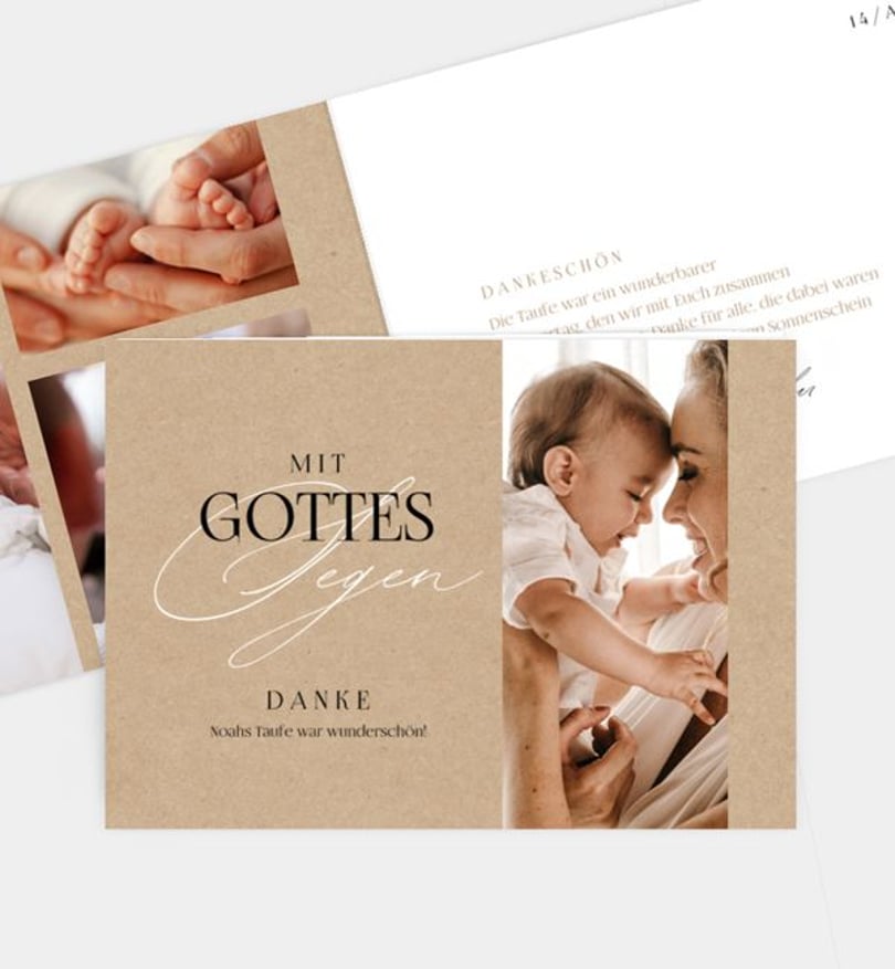 Dankeskarte Taufe Dynamic elegance