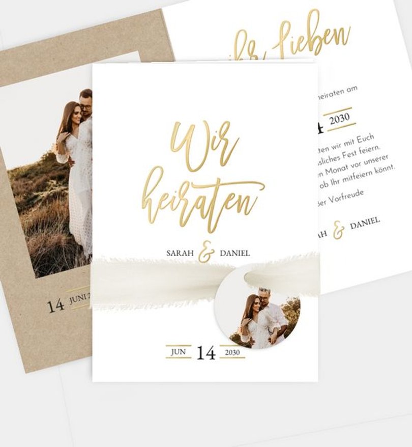 Einladungskarte Hochzeit Golden Dreams