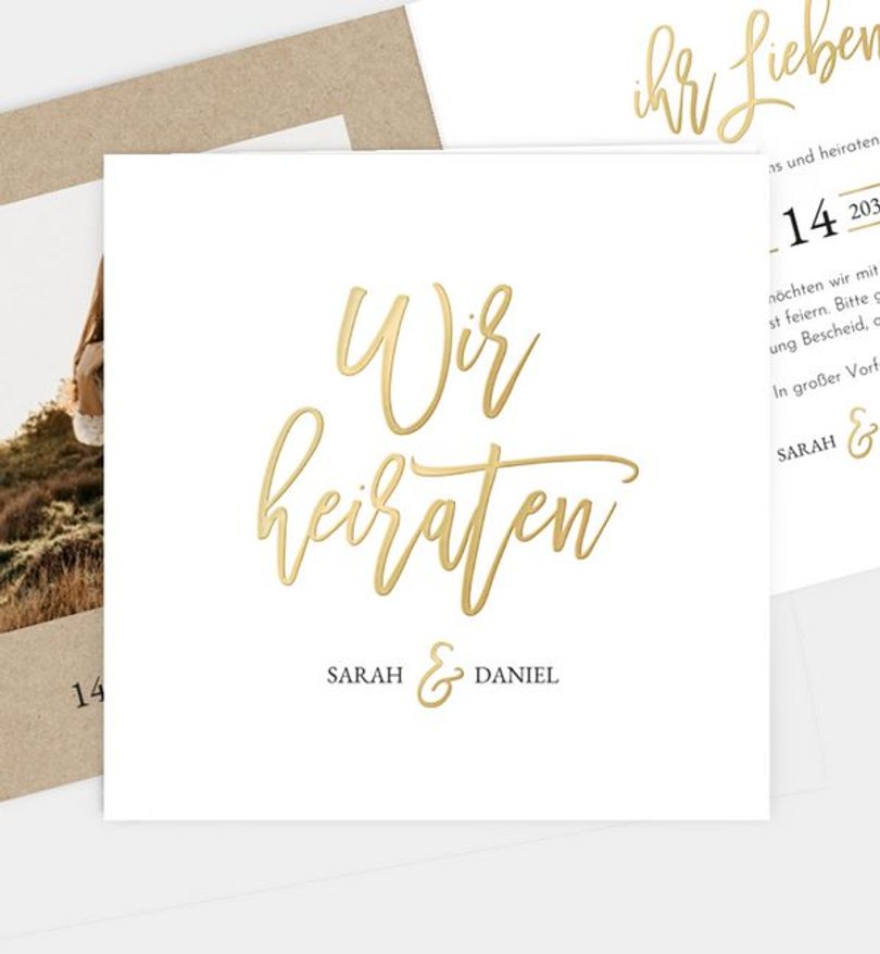 Einladungskarte Hochzeit Golden Dreams