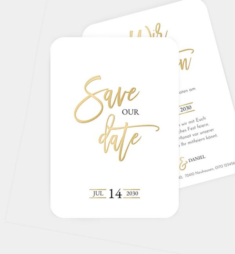 Save-The-Date Karte Hochzeit Golden Dreams