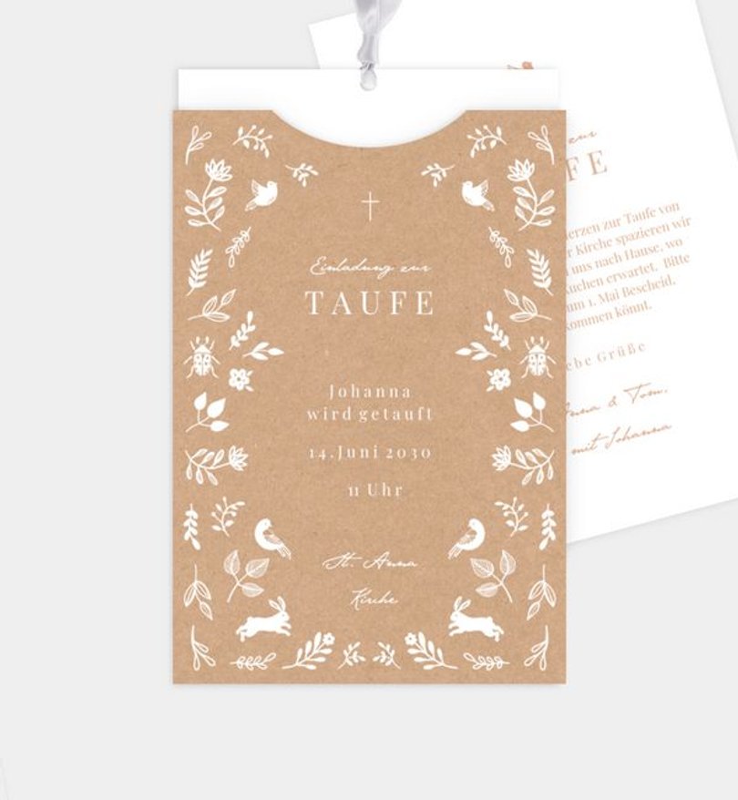 Einladungskarte Taufe Nature Blessing · Vintage