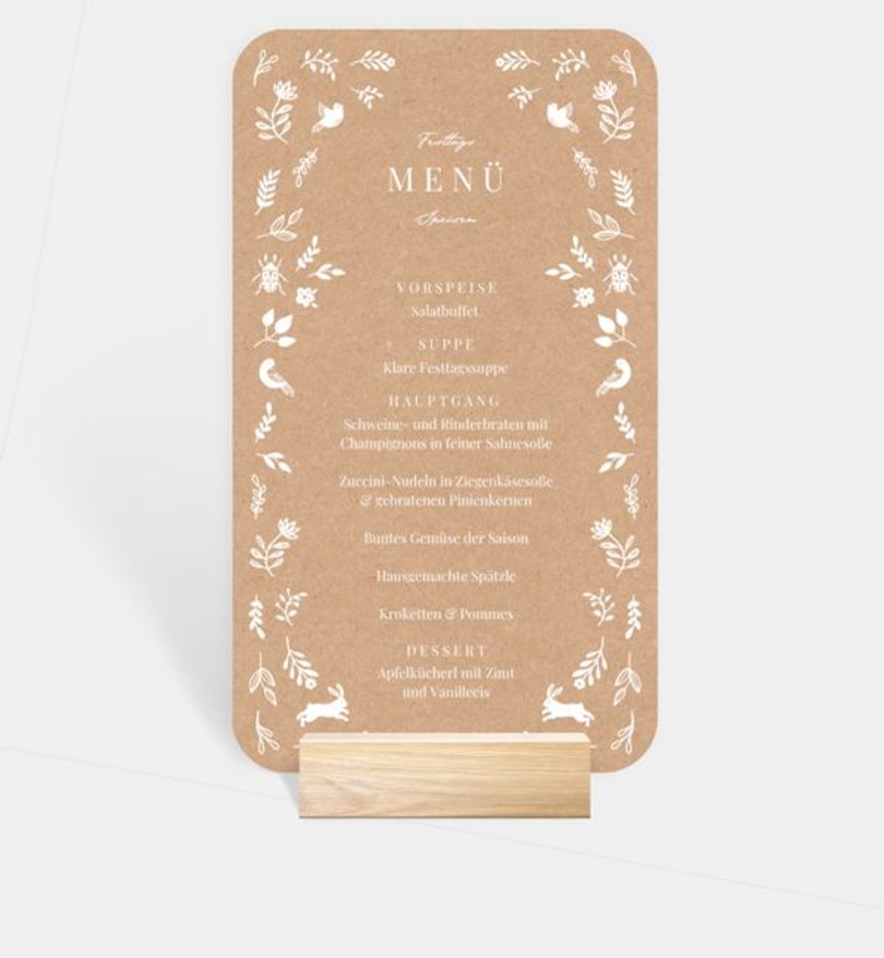 Menükarte Taufe Nature Blessing · Vintage