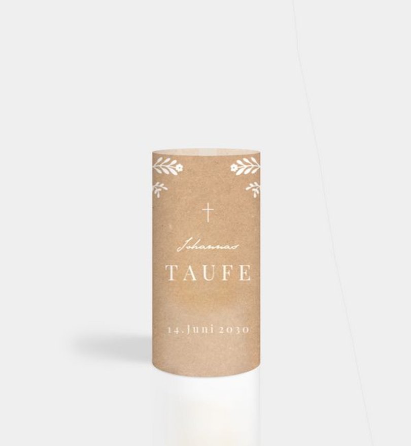 Windlichtkarte Taufe Nature Blessing · Vintage