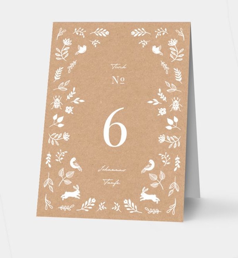 Tischnummer Taufe Nature Blessing · Vintage