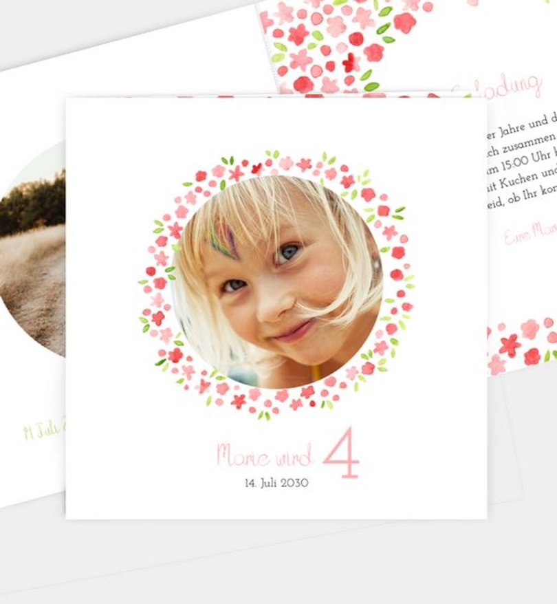 Einladungskarte Kindergeburtstag Little Flowers