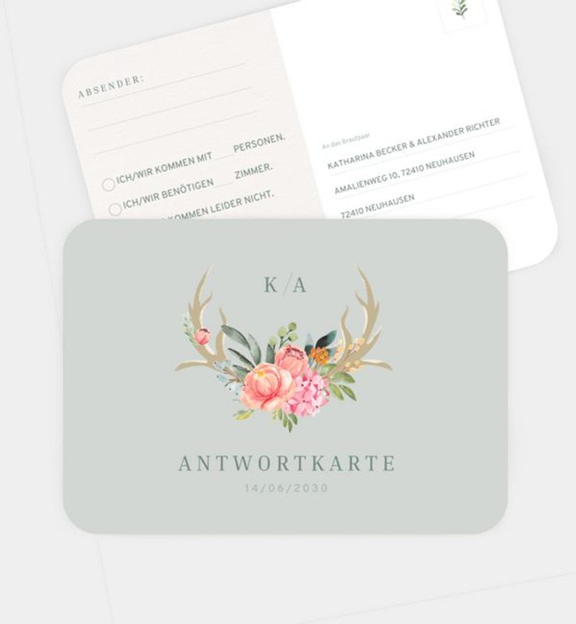 Antwortkarte Hochzeit Oh Deer