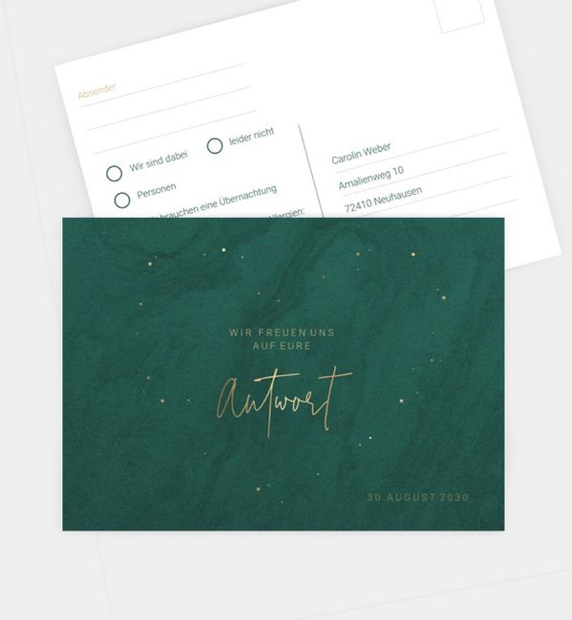 Antwortkarte Hochzeit Sparkling night