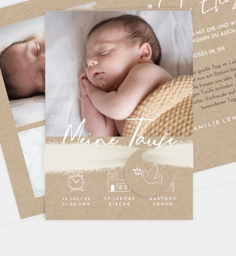 Einladungskarte Taufe Crafty Icons