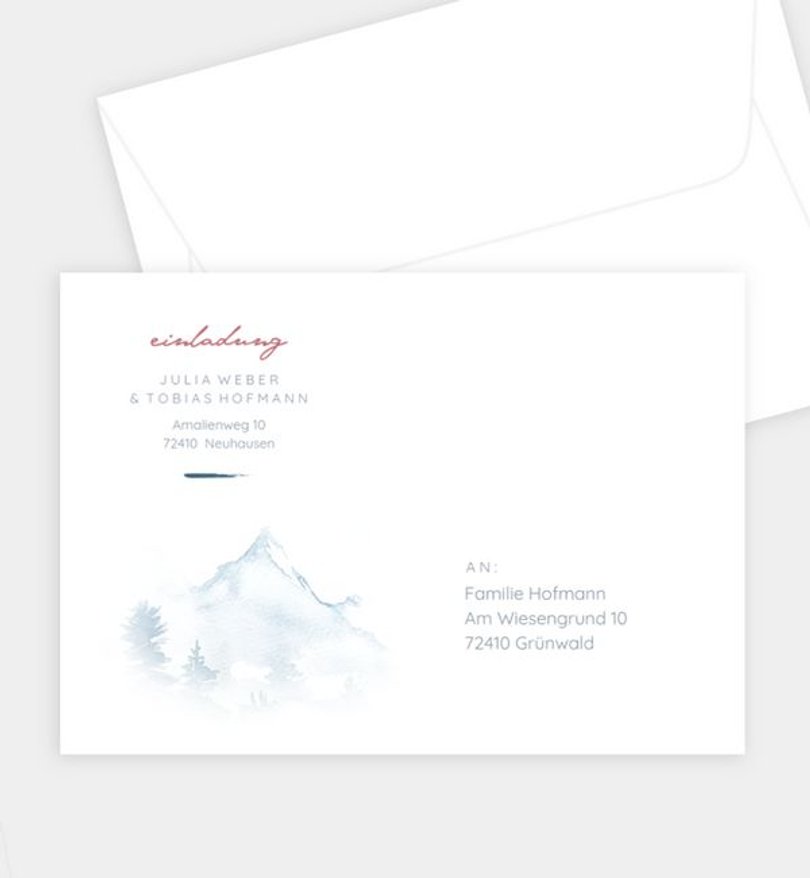 Briefumschlag Hochzeit Berge