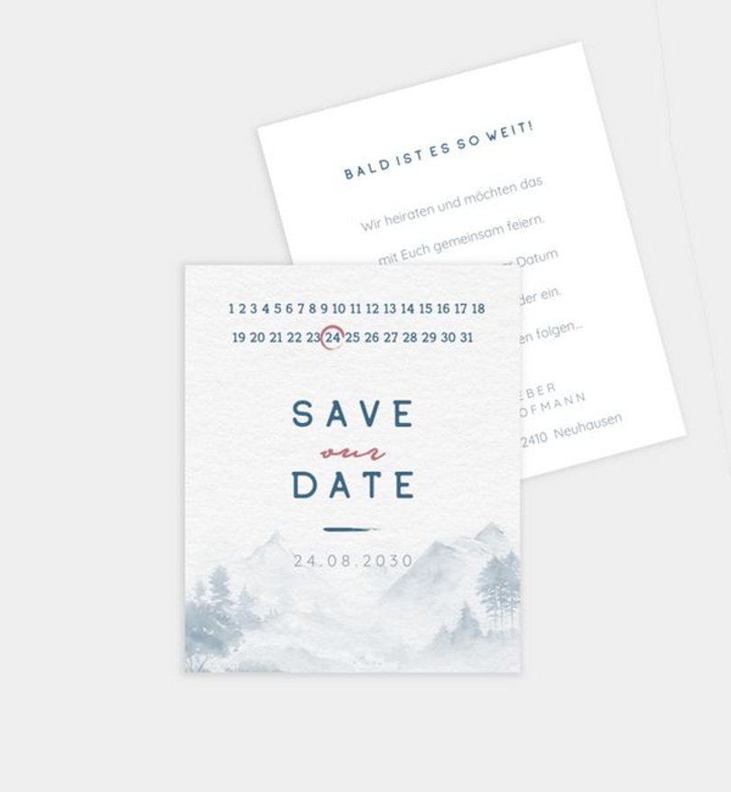 Save-The-Date Karte Hochzeit Berge