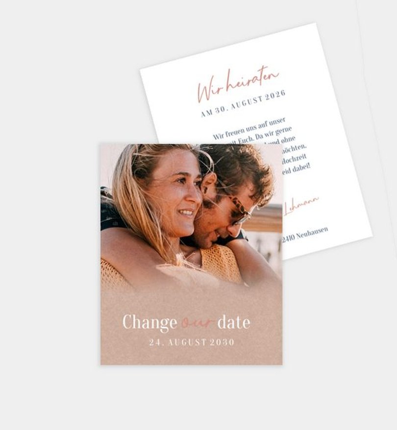 Change-The-Date Karte Hochzeit Weicher Übergang