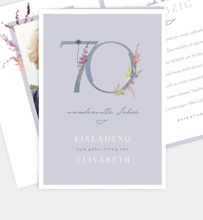 Einladungskarte Geburtstag Zahl Floral