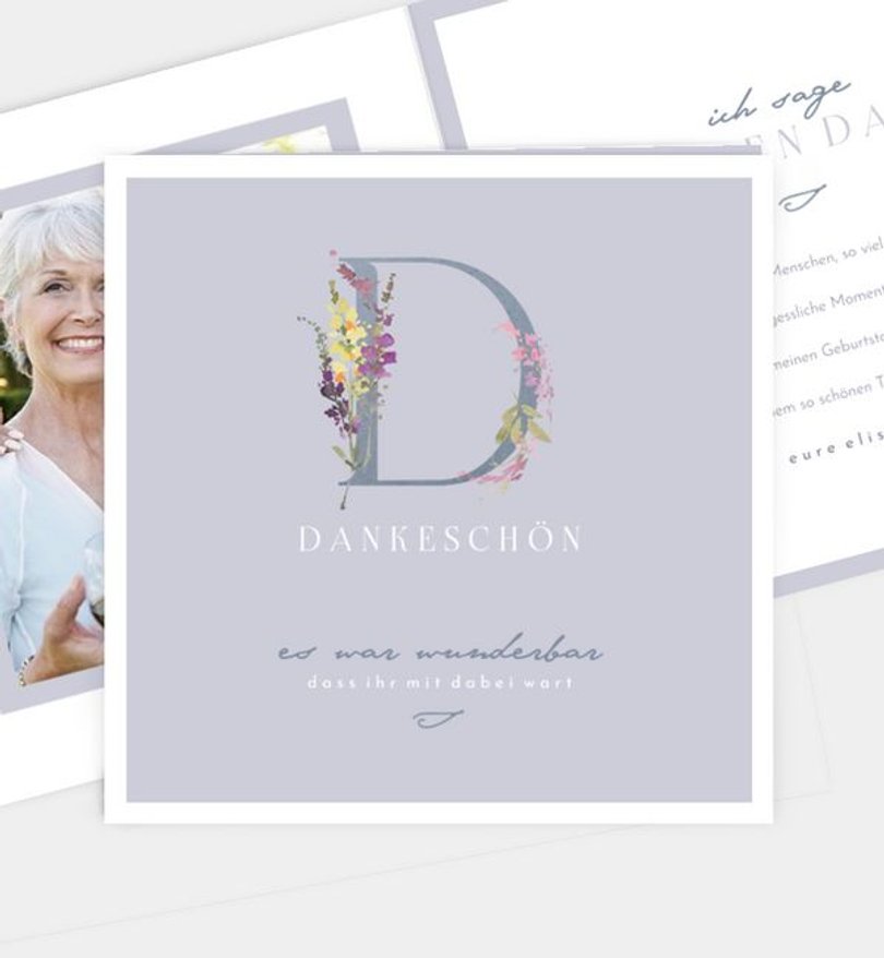Dankeskarte Geburtstag Zahl Floral