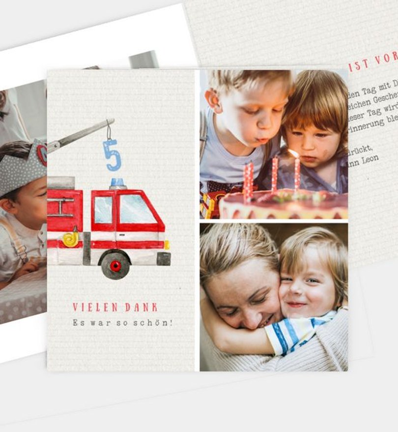 Dankeskarte Kindergeburtstag Feuerwehr