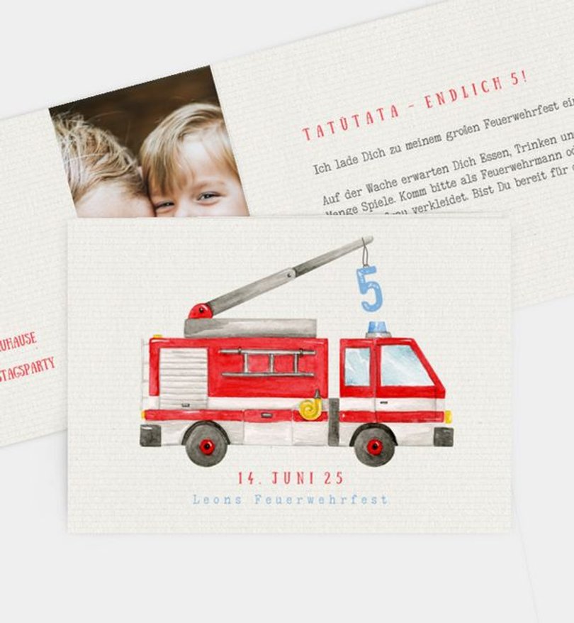 Einladungskarte Kindergeburtstag Feuerwehr