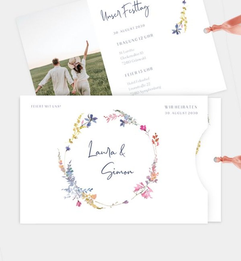 Einladungskarte Hochzeit Sommerkranz