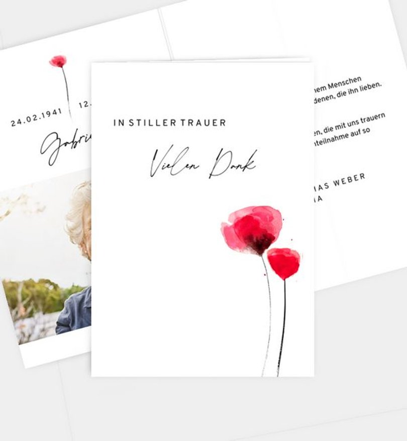 Dankeskarte Trauer Mohn