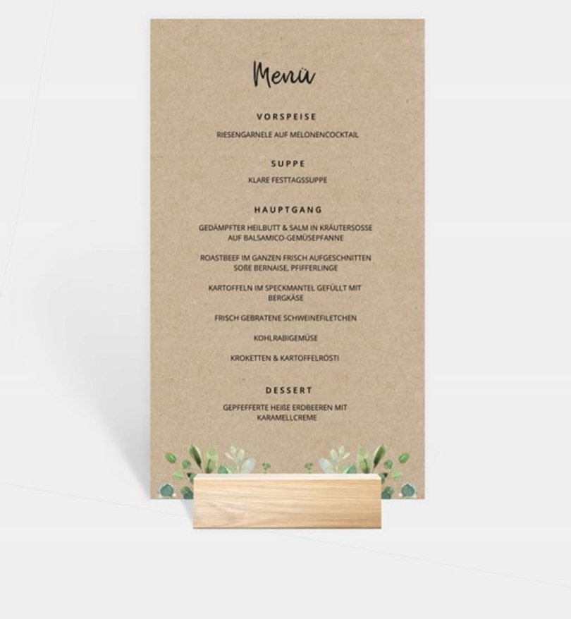 Menükarte Hochzeit Wooden Love