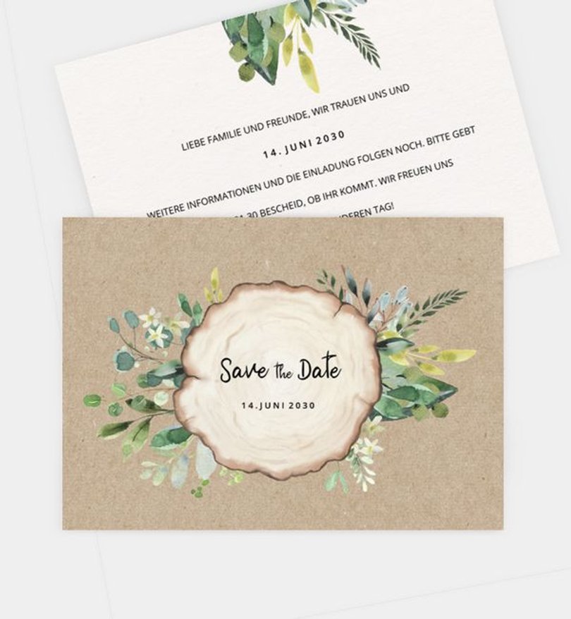 Save-The-Date Karte Hochzeit Wooden Love