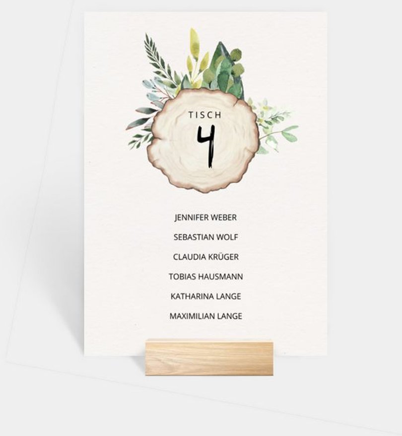 Gruppentischkarte Hochzeit Wooden Love