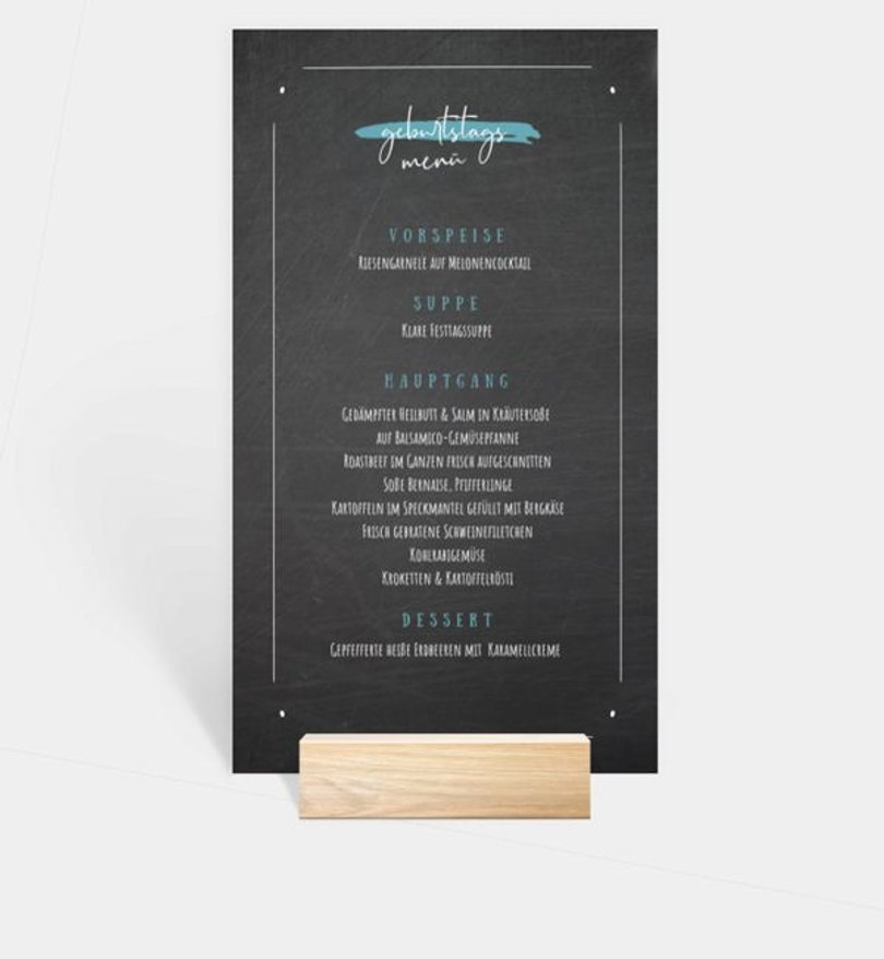 Menükarte Geburtstag Blackboard