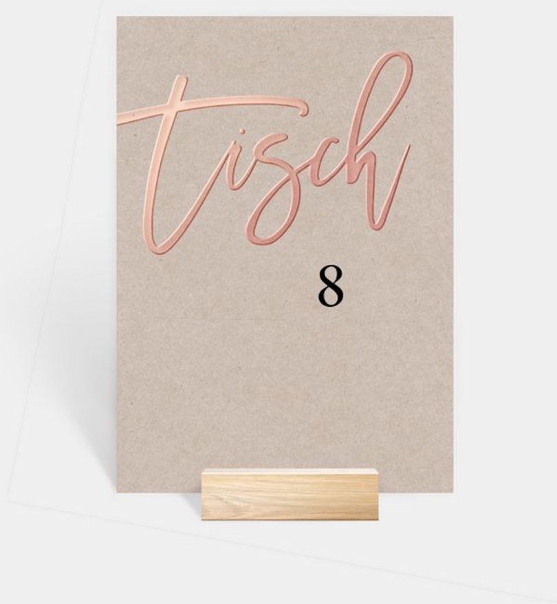 Tischnummer Hochzeit Rosegold · Crafty