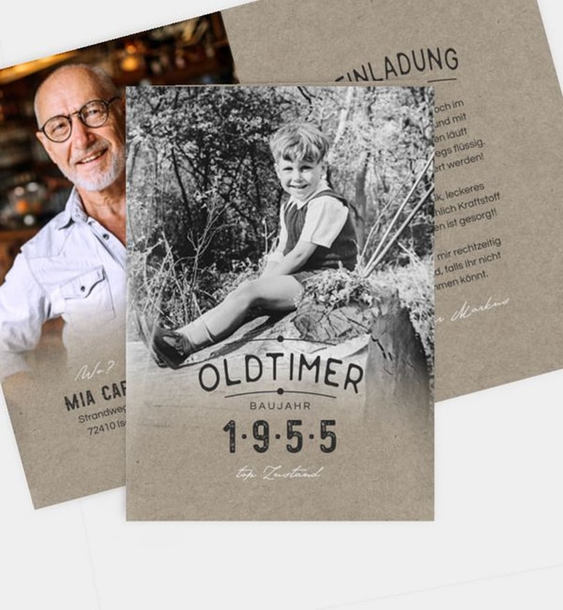 Einladungskarte Geburtstag Nostalgie · Crafty