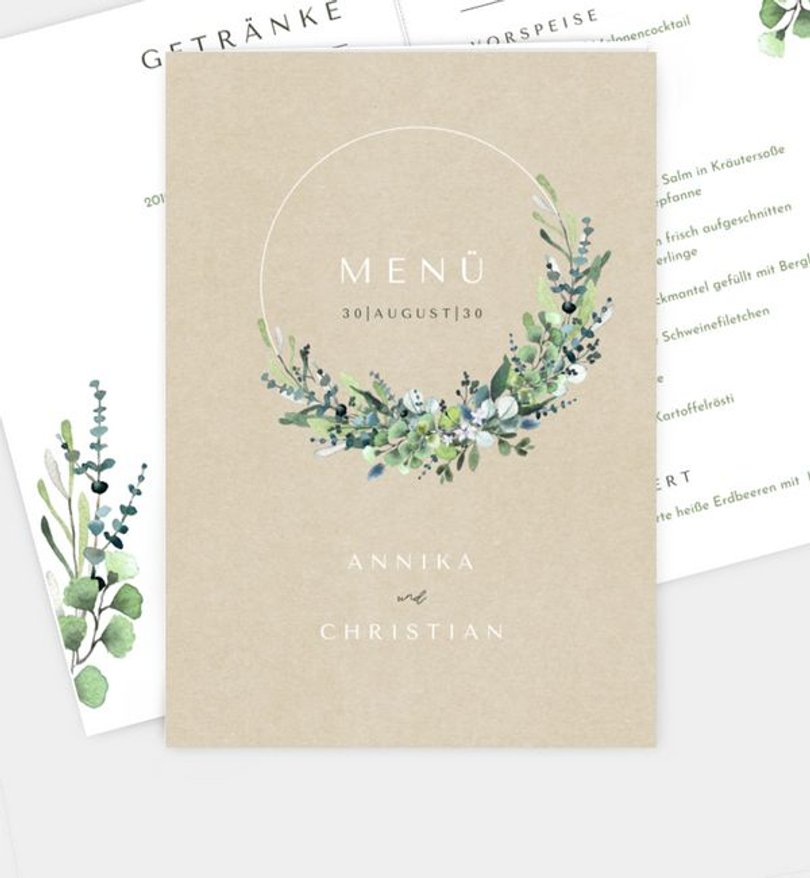 Menükarte Hochzeit Schönes Land