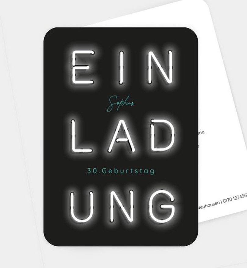 Einladungskarte Geburtstag Neon