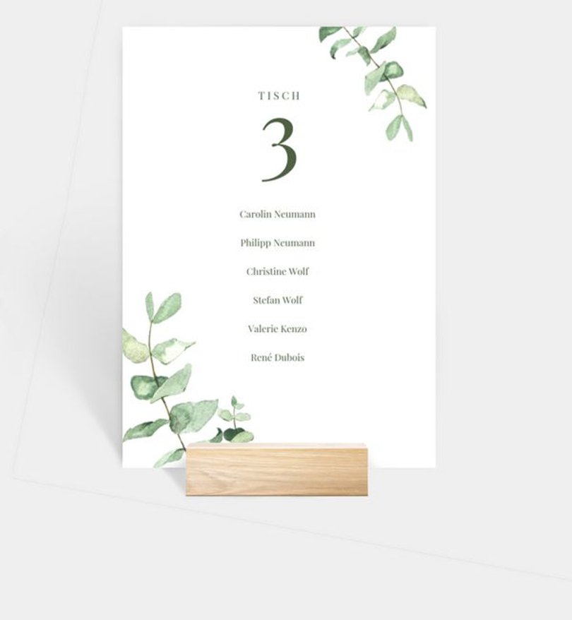 Gruppentischkarte Hochzeit Simple Green