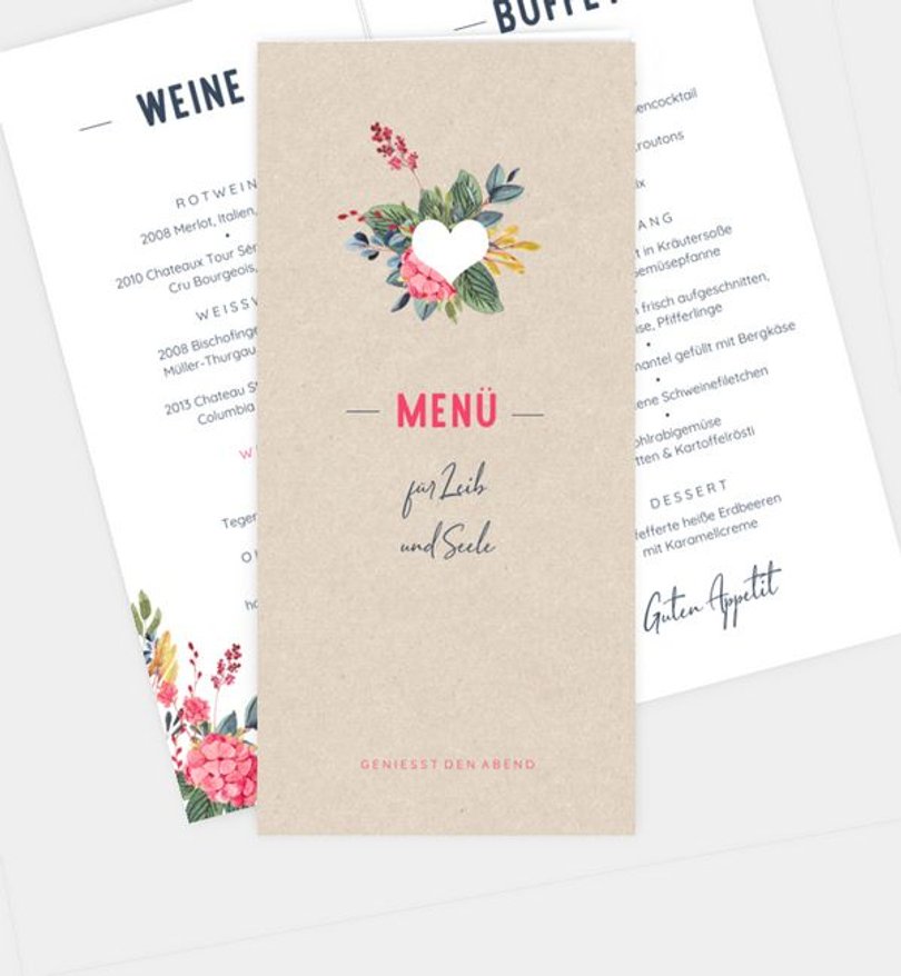 Menükarte Hochzeit Vivid Florals