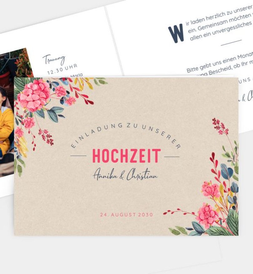 Einladungskarte Hochzeit Vivid Florals