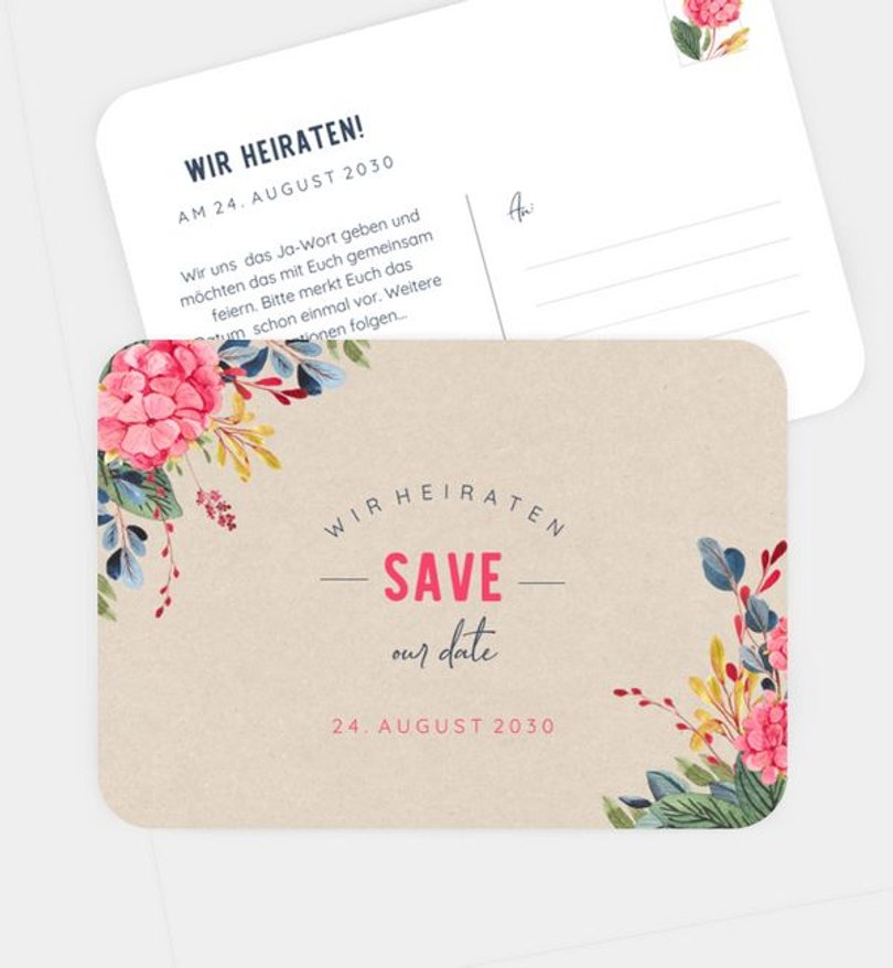 Save-The-Date Karte Hochzeit Vivid Florals