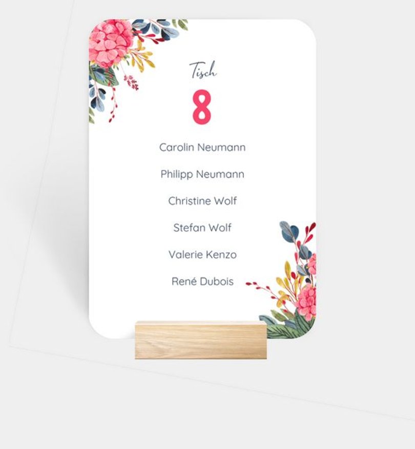 Gruppentischkarte Hochzeit Vivid Florals