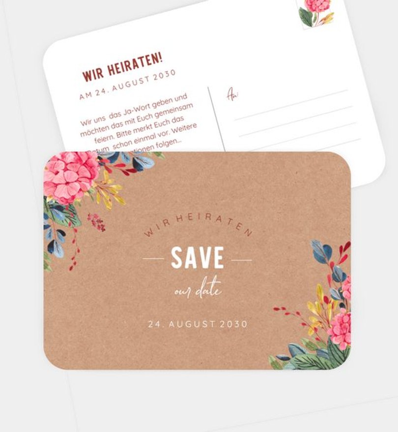 Save-The-Date Karte Hochzeit Vivid Florals